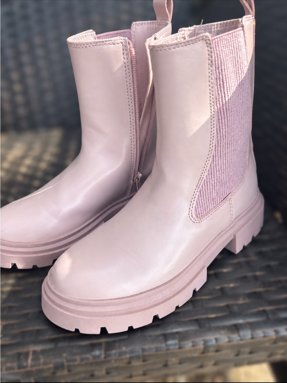Zara Blush Pink Chelsea Lug Boots